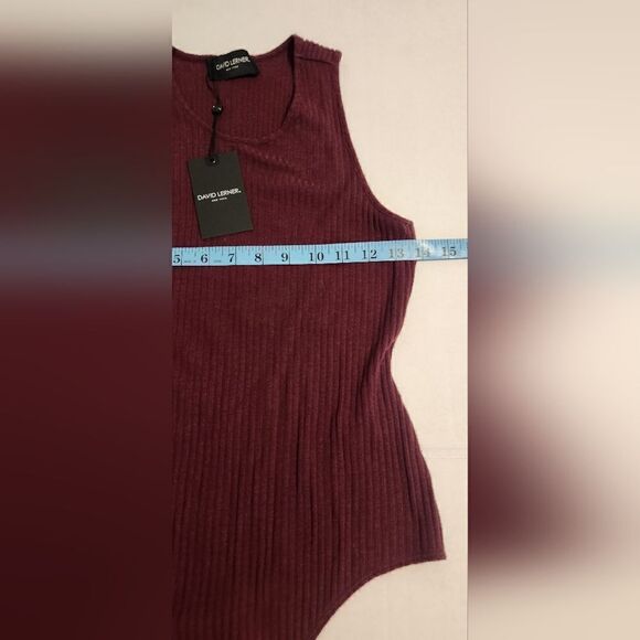 David Lerner Austin Scoop Neck Ribbed Bodysuit Aubergine Size Small - Picture 7 of 8